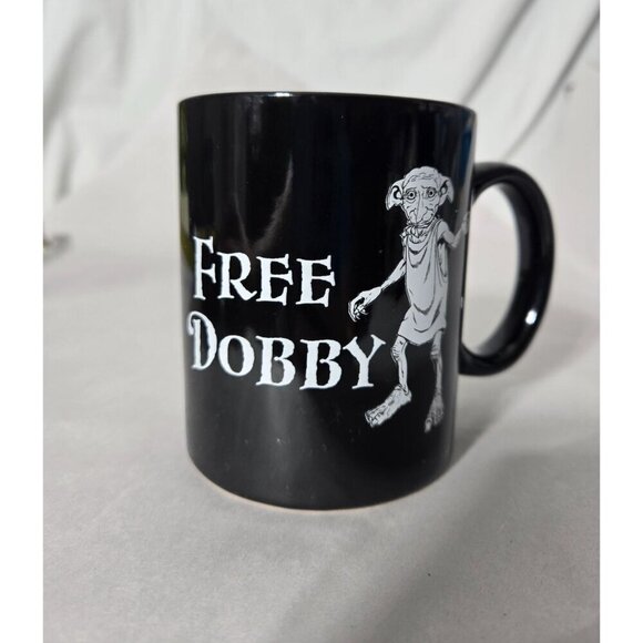 Harry Potter "Free Dobby" Dobby Elf on it Black Coffee/ Tea Mug by Paladone - Picture 4 of 9